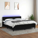 kontinentalseng med LED-lys 180x200 cm stof sort