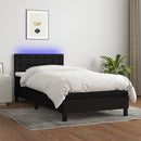 kontinentalseng med LED-lys 90x190 cm stof sort