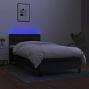 kontinentalseng med LED-lys 90x200 cm stof sort