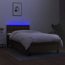 kontinentalseng med LED-lys 90x200 cm stof mørkebrun