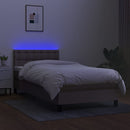 kontinentalseng med LED-lys 90x200 cm stof gråbrun