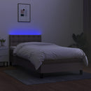 kontinentalseng med LED-lys 100x200 cm stof gråbrun