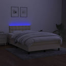 kontinentalseng med LED-lys 120x200 cm stof cremefarvet