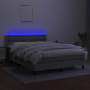 kontinentalseng med LED-lys 140x190 cm stof lysegrå