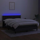 kontinentalseng med LED-lys 140x190 cm stof sort