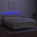 kontinentalseng med LED-lys 140x190 cm stof cremefarvet