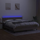 kontinentalseng med LED-lys 160x200 cm stof gråbrun