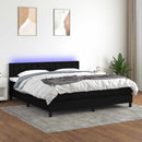 kontinentalseng med LED-lys 180x200 cm stof sort