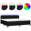 kontinentalseng med LED-lys 200x200 cm stof sort
