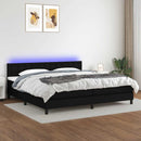 kontinentalseng med LED-lys 200x200 cm stof sort
