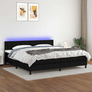 kontinentalseng med LED-lys 200x200 cm stof sort