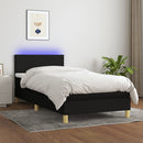 kontinentalseng med LED-lys 90x190 cm stof sort