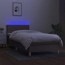 kontinentalseng med LED-lys 100x200 cm stof gråbrun