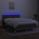 kontinentalseng med LED-lys 140x190 cm stof mørkegrå
