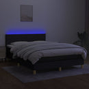 kontinentalseng med LED-lys 140x190 cm stof sort