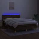 kontinentalseng med LED-lys 140x190 cm stof mørkebrun