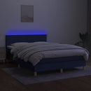kontinentalseng med LED-lys 140x190 cm stof blå