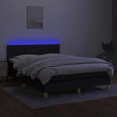 kontinentalseng med LED-lys 140x200 cm stof sort