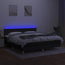 kontinentalseng med LED-lys 180x200 cm stof sort