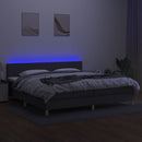 kontinentalseng med LED-lys 200x200 cm stof mørkegrå