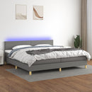 kontinentalseng med LED-lys 200x200 cm stof mørkegrå