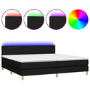 kontinentalseng med LED-lys 200x200 cm stof sort