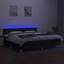 kontinentalseng med LED-lys 200x200 cm stof sort