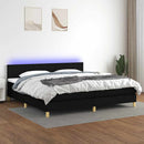 kontinentalseng med LED-lys 200x200 cm stof sort
