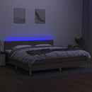 kontinentalseng med LED-lys 200x200 cm stof gråbrun