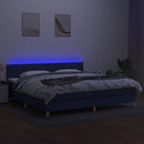 kontinentalseng med LED-lys 200x200 cm stof blå