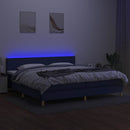 kontinentalseng med LED-lys 200x200 cm stof blå