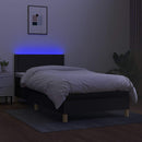 kontinentalseng med LED-lys 90x190 cm stof sort