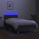 kontinentalseng med LED-lys 100x200 cm stof mørkegrå