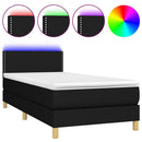 kontinentalseng med LED-lys 100x200 cm stof sort