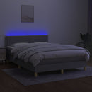 kontinentalseng med LED-lys 140x190 cm stof lysegrå