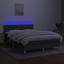kontinentalseng med LED-lys 140x190 cm stof mørkegrå