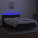 kontinentalseng med LED-lys 140x190 cm stof sort