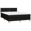 kontinentalseng med LED-lys 140x190 cm stof sort