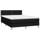 kontinentalseng med LED-lys 140x200 cm stof sort