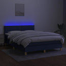 kontinentalseng med LED-lys 140x200 cm stof blå