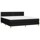 kontinentalseng med LED-lys 180x200 cm stof sort