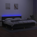 kontinentalseng med LED-lys 200x200 cm stof sort