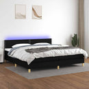 kontinentalseng med LED-lys 200x200 cm stof sort