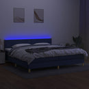 kontinentalseng med LED-lys 200x200 cm stof blå