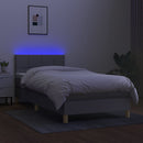 kontinentalseng med LED-lys 90x190 cm stof lysegrå