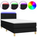 kontinentalseng med LED-lys 90x190 cm stof sort