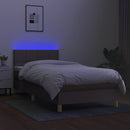 kontinentalseng med LED-lys 90x190 cm stof gråbrun