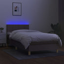 kontinentalseng med LED-lys 90x200 cm stof gråbrun
