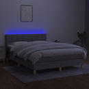 kontinentalseng med LED-lys 140x190 cm stof lysegrå
