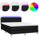 kontinentalseng med LED-lys 140x190 cm stof sort
